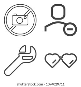 Premium outline set containing object, sunglasses, wrench, maintenance, vision, eyeglasses, modern, avatar, repair icons. Simple, modern flat vector illustration for mobile app, website or desktop app