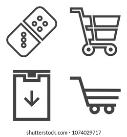 Premium outline set containing object, action, store, commerce, technology, trolley, balance, strategy, arrow, web icons. Simple, modern flat vector illustration for mobile app, website or desktop app