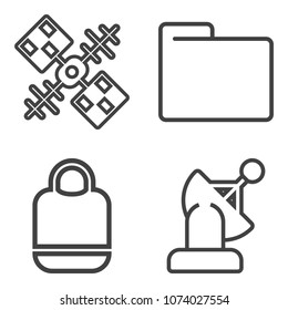 Premium outline set containing orbit, equipment, connection, blank, background, earth, travel, solar, wireless icons. Simple, modern flat vector illustration for mobile app, website or desktop app