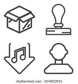 Premium outline set containing package, branding, player, media, human, shipping, people, web, technology, letter icons. Simple, modern flat vector illustration for mobile app, website or desktop app