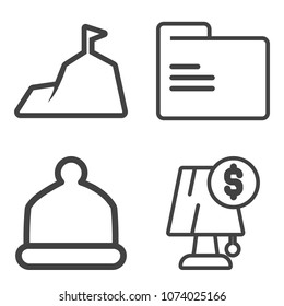 Premium outline set containing peak, information, travel, blue, sky, business, bulb, office, snow, folder, fashion icons. Simple, modern flat vector illustration for mobile app, website or desktop app