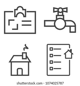 Premium outline set containing personal, kitchen, basin, bathroom, id, agreement, window, modern, wash, white, new icons. Simple, modern flat vector illustration for mobile app, website or desktop app