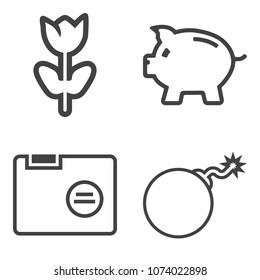 Premium outline set containing pink, nature, flower, wedding, economy, explosive, file, empty, falling, banking icons. Simple, modern flat vector illustration for mobile app, website or desktop app