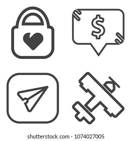 Premium outline set containing plane, email, tourism, label, message, fly, web, bag, business, modern, concept icons. Simple, modern flat vector illustration for mobile app, website or desktop app