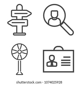 Premium outline set containing pointer, woman, ventilator, account, road, application, profile, object, wind, fan icons. Simple, modern flat vector illustration for mobile app, website or desktop app