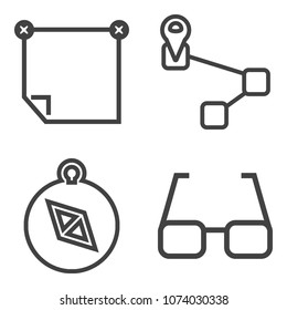 Premium outline set containing pointer, frame, paper, empty, sign, north, eyesight, sticky, note, adhesive, board icons. Simple, modern flat vector illustration for mobile app, website or desktop app