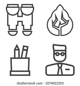 Premium outline set containing profile, pencil, object, trunk, landscape, nature, vision, pine, color, equipment icons. Simple, modern flat vector illustration for mobile app, website or desktop app