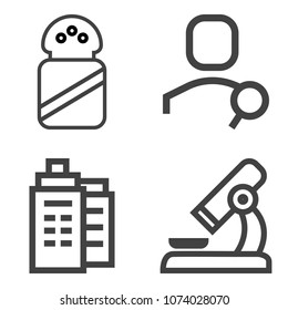 Premium outline set containing property, care, online, heap, chemistry, medical, technology, laboratory, house icons. Simple, modern flat vector illustration for mobile app, website or desktop app