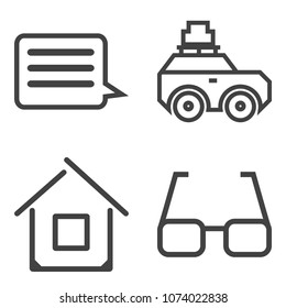 Premium outline set containing real, road, trip, communication, vacation, house, travel, spectacles, web, door icons. Simple, modern flat vector illustration for mobile app, website or desktop app