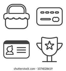 Premium outline set containing red, trophy, credit, victory, pay, prize, balance, food, purchase, outdoor, grass icons. Simple, modern flat vector illustration for mobile app, website or desktop app