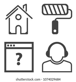 Premium outline set containing repair, modern, text, renovation, business, home, wall, painter, building, operator icons. Simple, modern flat vector illustration for mobile app, website or desktop app
