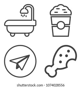 Premium outline set containing restaurant, meat, sink, cafe, house, coffee, meal, bath, bathroom, brown, morning icons. Simple, modern flat vector illustration for mobile app, website or desktop app