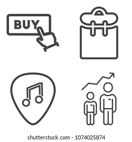 Premium outline set containing rock, purchase, banner, jazz, personal, musician, web, growth, business, woman, man icons. Simple, modern flat vector illustration for mobile app, website or desktop app