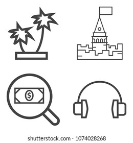 Premium outline set containing royal, concept, fantasy, audio, summer, branch, old, landscape, plant, sound, tree icons. Simple, modern flat vector illustration for mobile app, website or desktop app