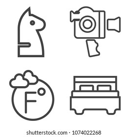 Premium outline set containing scale, climate, strategy, film, lens, movie, television, black, game, chess, sign icons. Simple, modern flat vector illustration for mobile app, website or desktop app