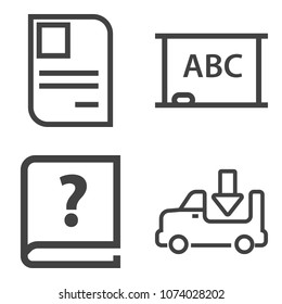 Premium outline set containing school, empty, delivery, security, space, vintage, education, identity, writer, old icons. Simple, modern flat vector illustration for mobile app, website or desktop app