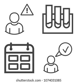 Premium outline set containing scientific, website, alarm, chemistry, month, biology, science, week, technology icons. Simple, modern flat vector illustration for mobile app, website or desktop app