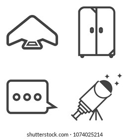 Premium outline set containing skydive, office, website, parachuting, astronomy, internet, fly, sky, furniture icons. Simple, modern flat vector illustration for mobile app, website or desktop app
