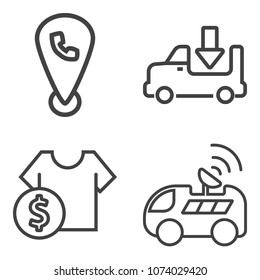 Premium outline set containing smartphone, market, phone, t-shirt, transportation, gps, internet, mobile, auto icons. Simple, modern flat vector illustration for mobile app, website or desktop app