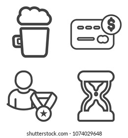 Premium outline set containing social, hour, alcohol, bar, watch, cash, bank, website, card, minute, liquid, cold icons. Simple, modern flat vector illustration for mobile app, website or desktop app
