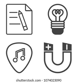 Premium outline set containing sound, page, magnet, office, document, hand, business, north, pole, idea, lightbulb icons. Simple, modern flat vector illustration for mobile app, website or desktop app