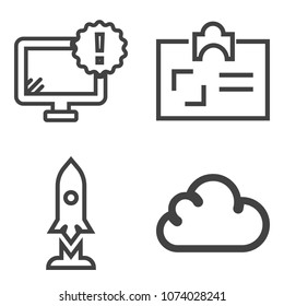 Premium outline set containing space, internet, document, galaxy, spacecraft, shuttle, science, craft, name, pc icons. Simple, modern flat vector illustration for mobile app, website or desktop app