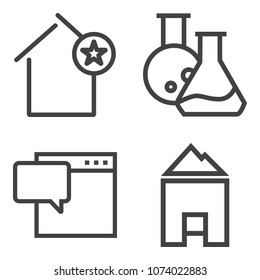 Premium outline set containing speech, communication, web, dentist, heart, bubble, graphic, medicine, chat, house icons. Simple, modern flat vector illustration for mobile app, website or desktop app