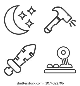 Premium outline set containing star, ancient, instrument, nature, brush, sword, space, moonlight, graphic, element icons. Simple, modern flat vector illustration for mobile app, website or desktop app