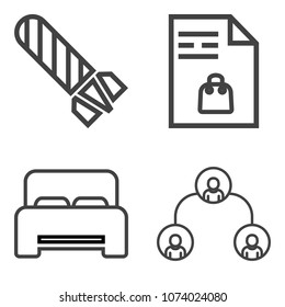 Premium outline set containing store, explode, bomb, explosive, food, hotel, home, bedroom, flame, furniture, note icons. Simple, modern flat vector illustration for mobile app, website or desktop app