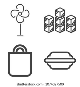 Premium outline set containing store, blower, fast, rotation, cargo, industry, ventilator, building, food, goods icons. Simple, modern flat vector illustration for mobile app, website or desktop app