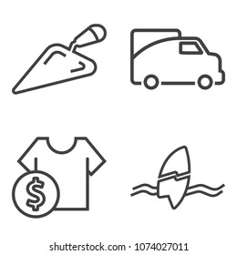 Premium outline set containing summer, car, white, store, price, ocean, sale, t-shirt, sign, purchase, transport icons. Simple, modern flat vector illustration for mobile app, website or desktop app