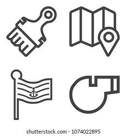 Premium outline set containing tool, sound, freedom, direction, location, national, banner, blue, trainer, emblem icons. Simple, modern flat vector illustration for mobile app, website or desktop app