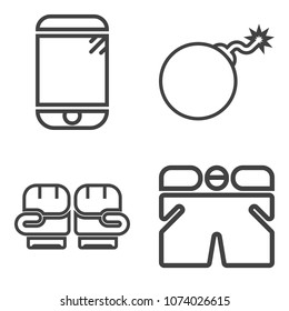 Premium outline set containing touchscreen, shorts, cellphone, white, touch, smart, leather, fist, mobile, digital icons. Simple, modern flat vector illustration for mobile app, website or desktop app