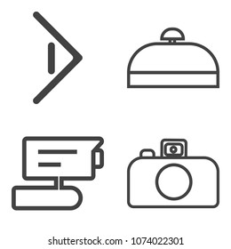 Premium outline set containing tourist, background, police, city, video, sign, suitcase, case, digital, safety, tv icons. Simple, modern flat vector illustration for mobile app, website or desktop app