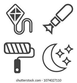 Premium outline set containing toy, falling, roller, child, fun, lifestyle, danger, nuclear, destruction, leisure icons. Simple, modern flat vector illustration for mobile app, website or desktop app