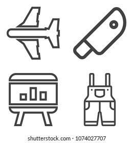 Premium outline set containing travel, aviation, clothing, data, transport, infographic, axe, men, blade, tourism icons. Simple, modern flat vector illustration for mobile app, website or desktop app