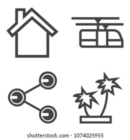 Premium outline set containing tropical, technology, rail, smart, natural, railway, web, tree, leaf, train, sign icons. Simple, modern flat vector illustration for mobile app, website or desktop app