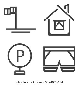 Premium outline set containing urban, building, real, fashion, template, exterior, housing, short, residential icons. Simple, modern flat vector illustration for mobile app, website or desktop app