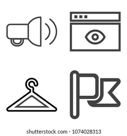Premium outline set containing usa, technology, hang, loud, white, hanger, closet, speaker, loudspeaker, clothing icons. Simple, modern flat vector illustration for mobile app, website or desktop app