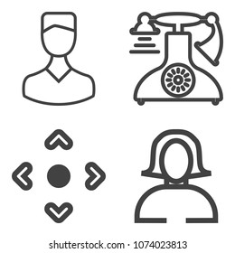 Premium outline set containing user, white, fashion, technology, receiver, pretty, telephone, old, beauty, lady icons. Simple, modern flat vector illustration for mobile app, website or desktop app