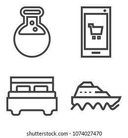 Premium outline set containing vessel, health, device, smartphone, transport, ship, white, laboratory, mobile, sea icons. Simple, modern flat vector illustration for mobile app, website or desktop app