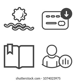 Premium outline set containing wealth, status, morning, education, sunny, click, profile, banking, finance, online icons. Simple, modern flat vector illustration for mobile app, website or desktop app