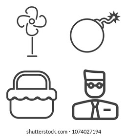 Premium outline set containing web, war, account, electric, picnic, cold, blower, blade, explosion, lunch, nature icons. Simple, modern flat vector illustration for mobile app, website or desktop app