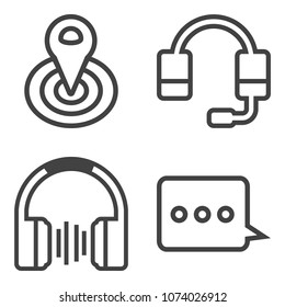 Premium outline set containing website, operator, sound, send, music, microphone, pointer, limited, area, envelope icons. Simple, modern flat vector illustration for mobile app, website or desktop app