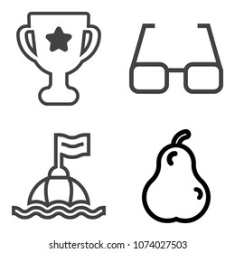 Premium outline set containing white, eyesight, eyeglasses, modern, achievement, circle, ring, spectacles, victory icons. Simple, modern flat vector illustration for mobile app, website or desktop app