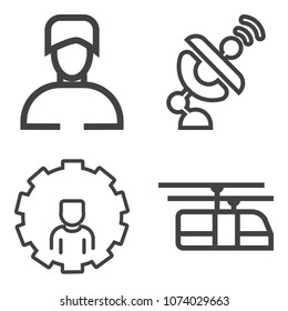 Premium outline set containing wireless, system, antenna, solar, global, train, internet, men, guy, website, male icons. Simple, modern flat vector illustration for mobile app, website or desktop app