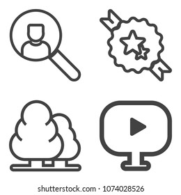 Premium outline set containing wood, plant, network, web, internet, banner, website, video, graphic, online, media icons. Simple, modern flat vector illustration for mobile app, website or desktop app