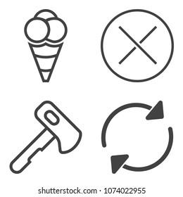 Premium outline set containing wrench, vanilla, equipment, sign, hammer, screwdriver, remove, arrow, element, axe icons. Simple, modern flat vector illustration for mobile app, website or desktop app