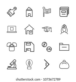 Premium outline set of icons containing right, currency, tshirt, nation, web, storage, biology, research, document, file. Simple, modern flat vector illustration for mobile app, website or desktop app