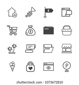 Premium outline set of icons containing road, sweet, white, summer, real, trumpet, cream, car, style, video, web, nature. Simple, modern flat vector illustration for mobile app, website or desktop app